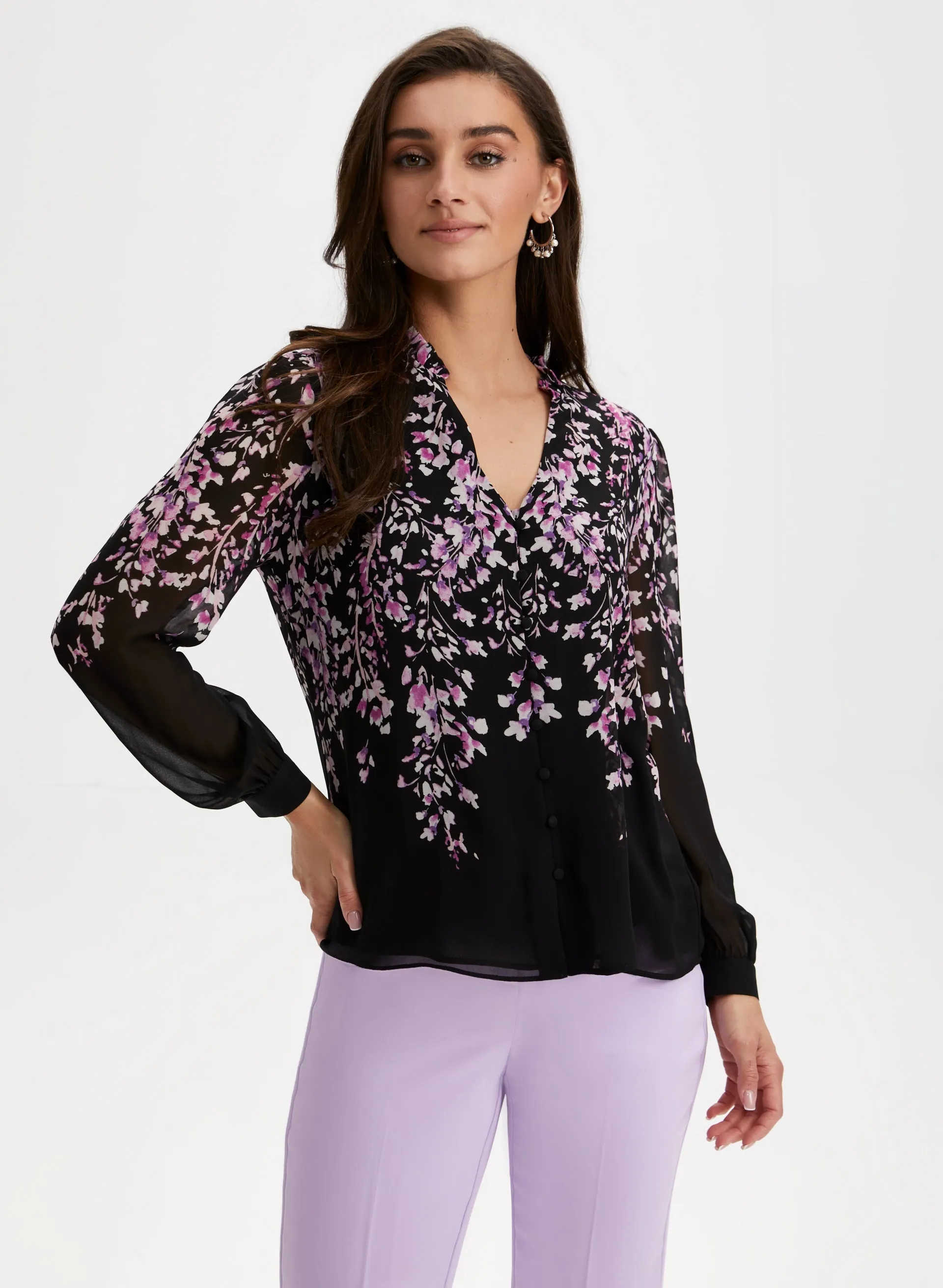 Floral Print Split Neck Blouse sold by Laura product image thumbnail 5