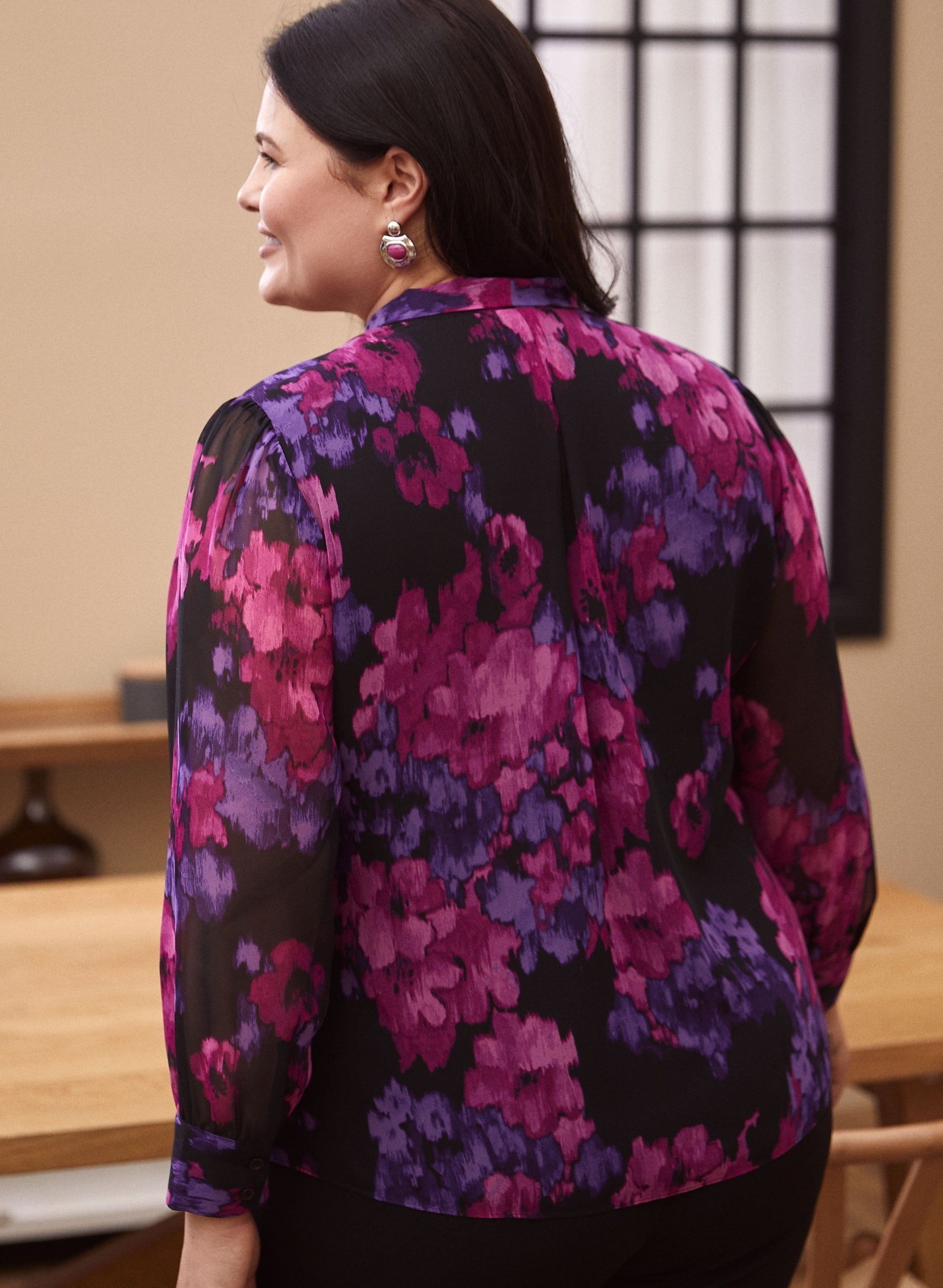 Floral Print Tie Neck Blouse sold by Laura product image thumbnail 3