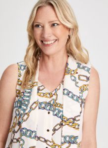 Chain Print Sleeveless Blouse sold by Laura