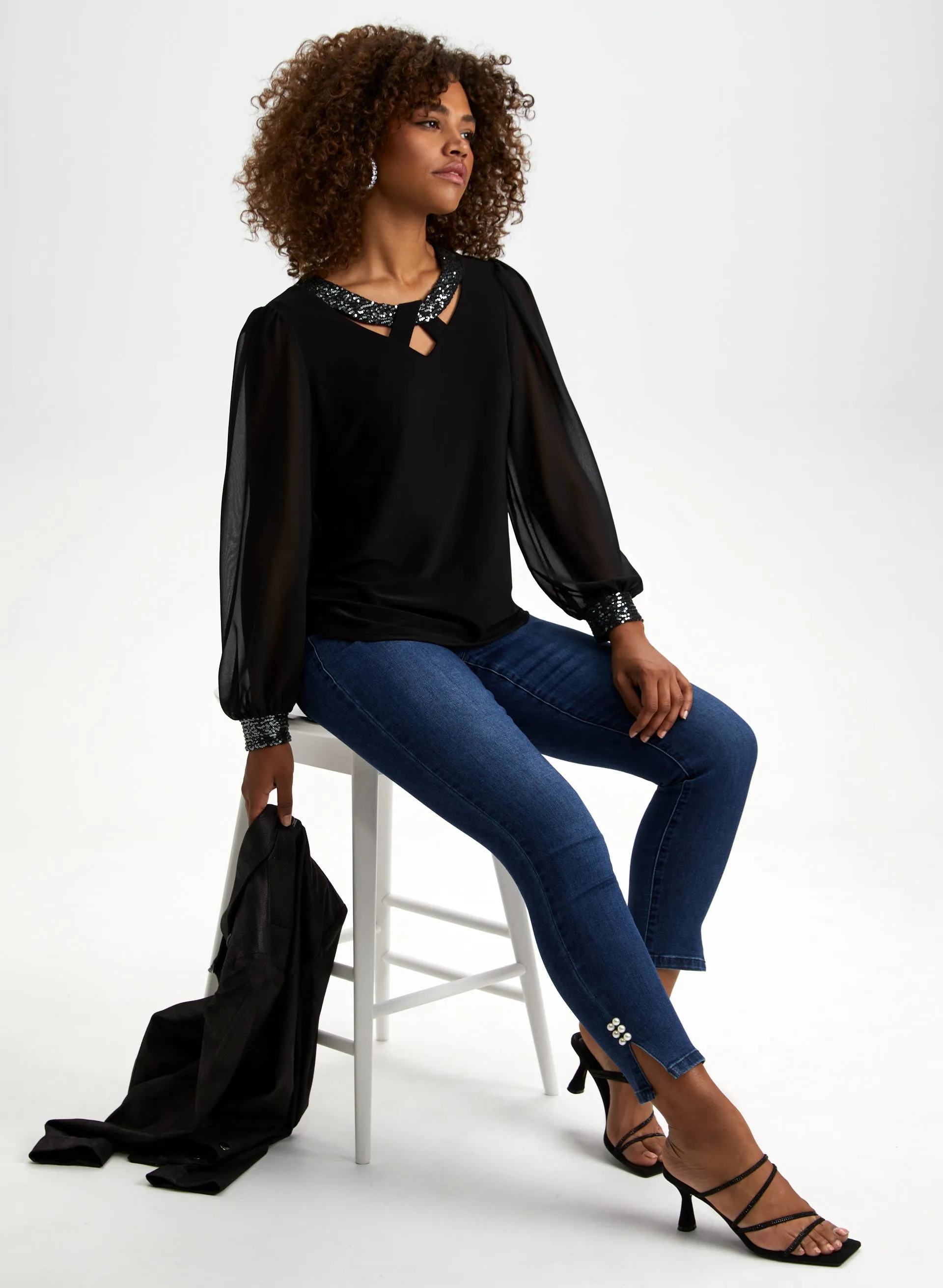 Sequin Detail Long Sleeve Top sold by Laura product image thumbnail 3