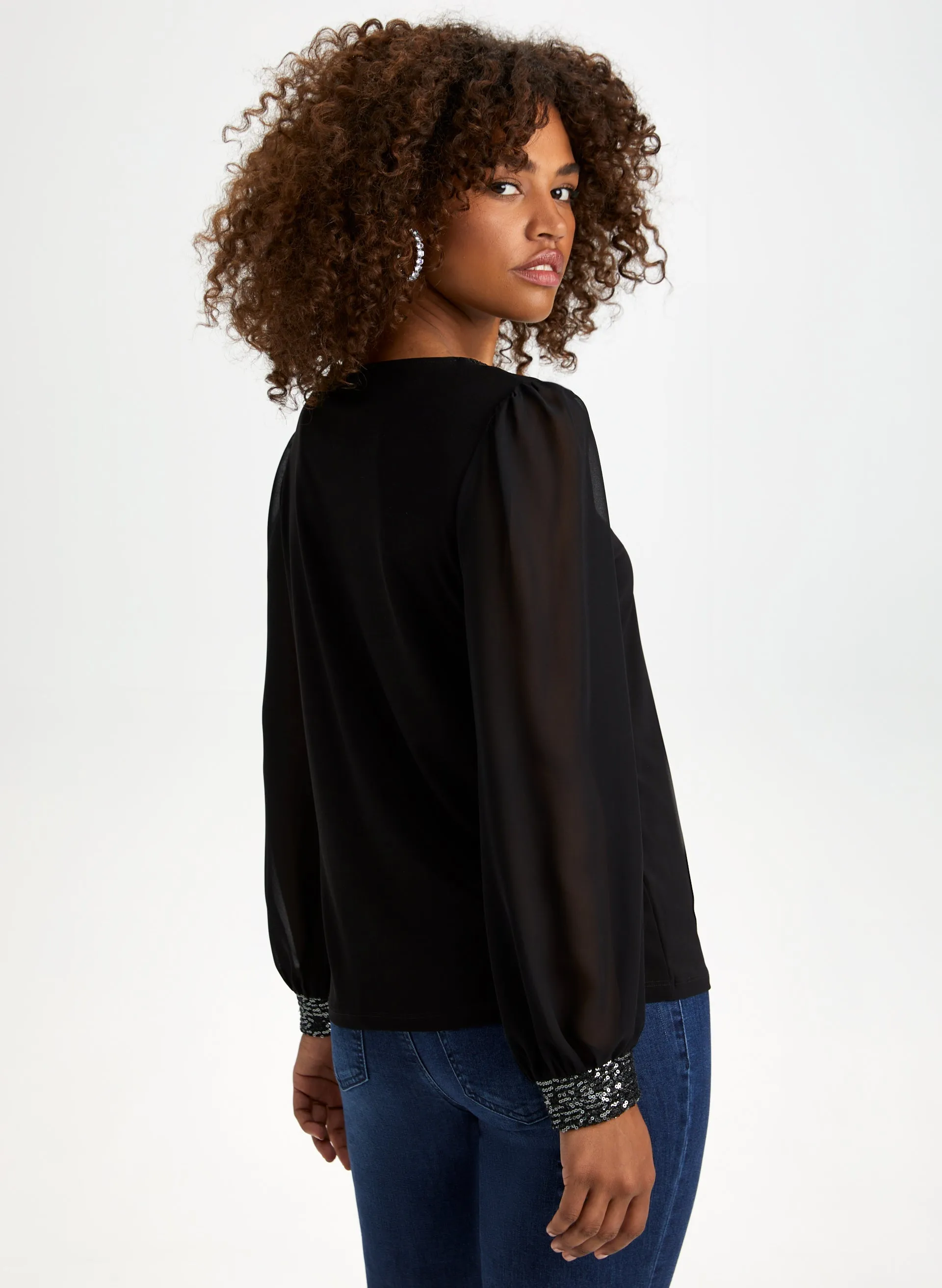 Sequin Detail Long Sleeve Top sold by Laura product image thumbnail 4