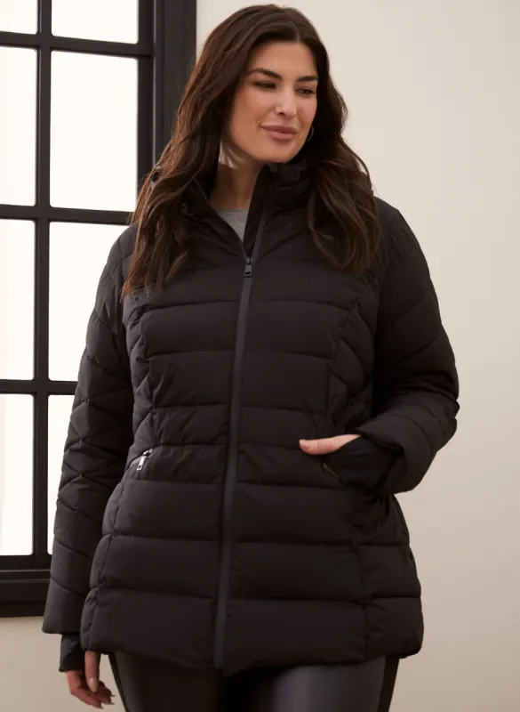 Recycled Stretch Vegan Down Coat sold by Laura