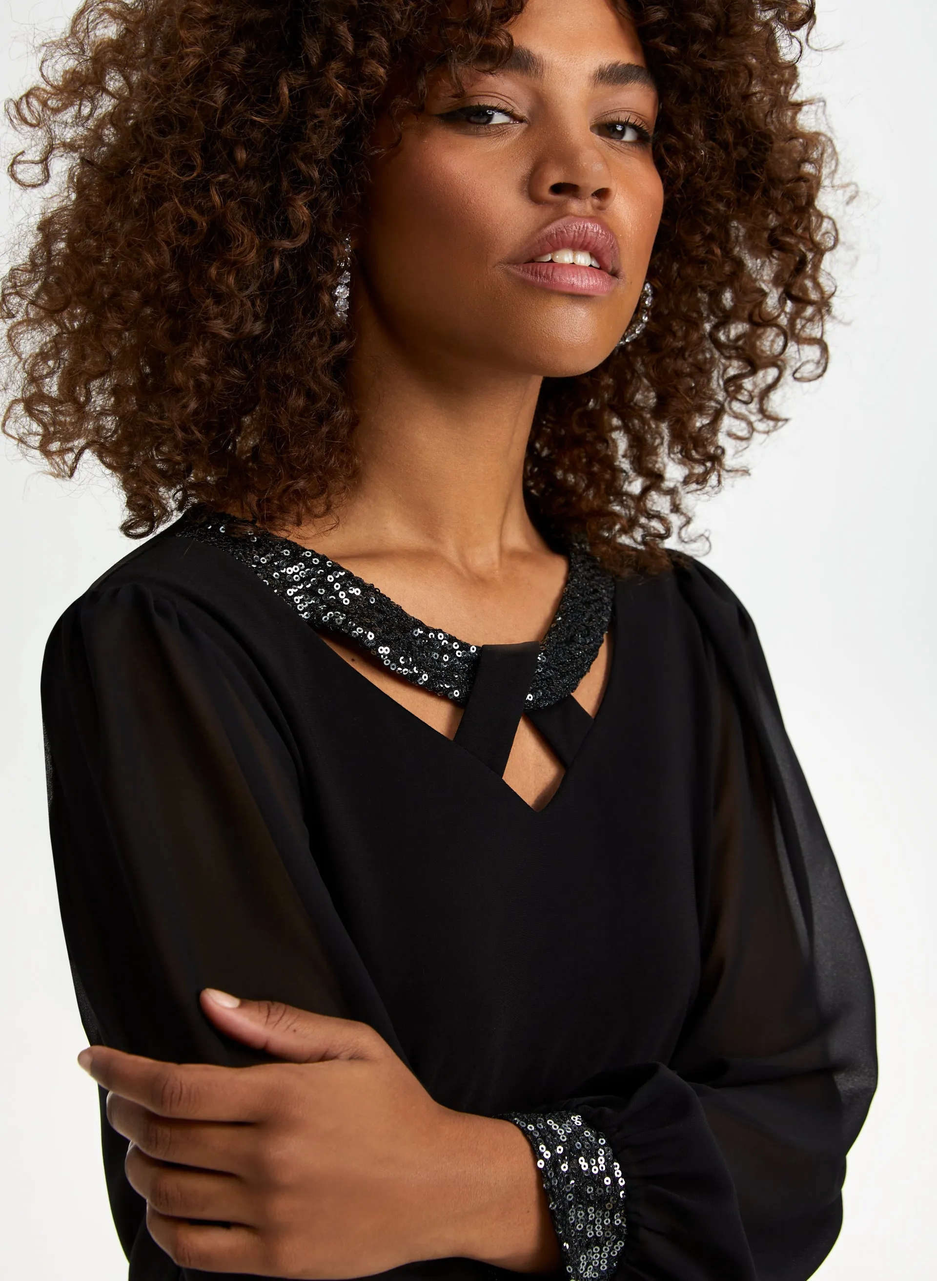 Sequin Detail Long Sleeve Top sold by Laura product image thumbnail 2