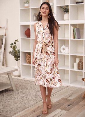 Tropical Print Linen Dress sold by Laura