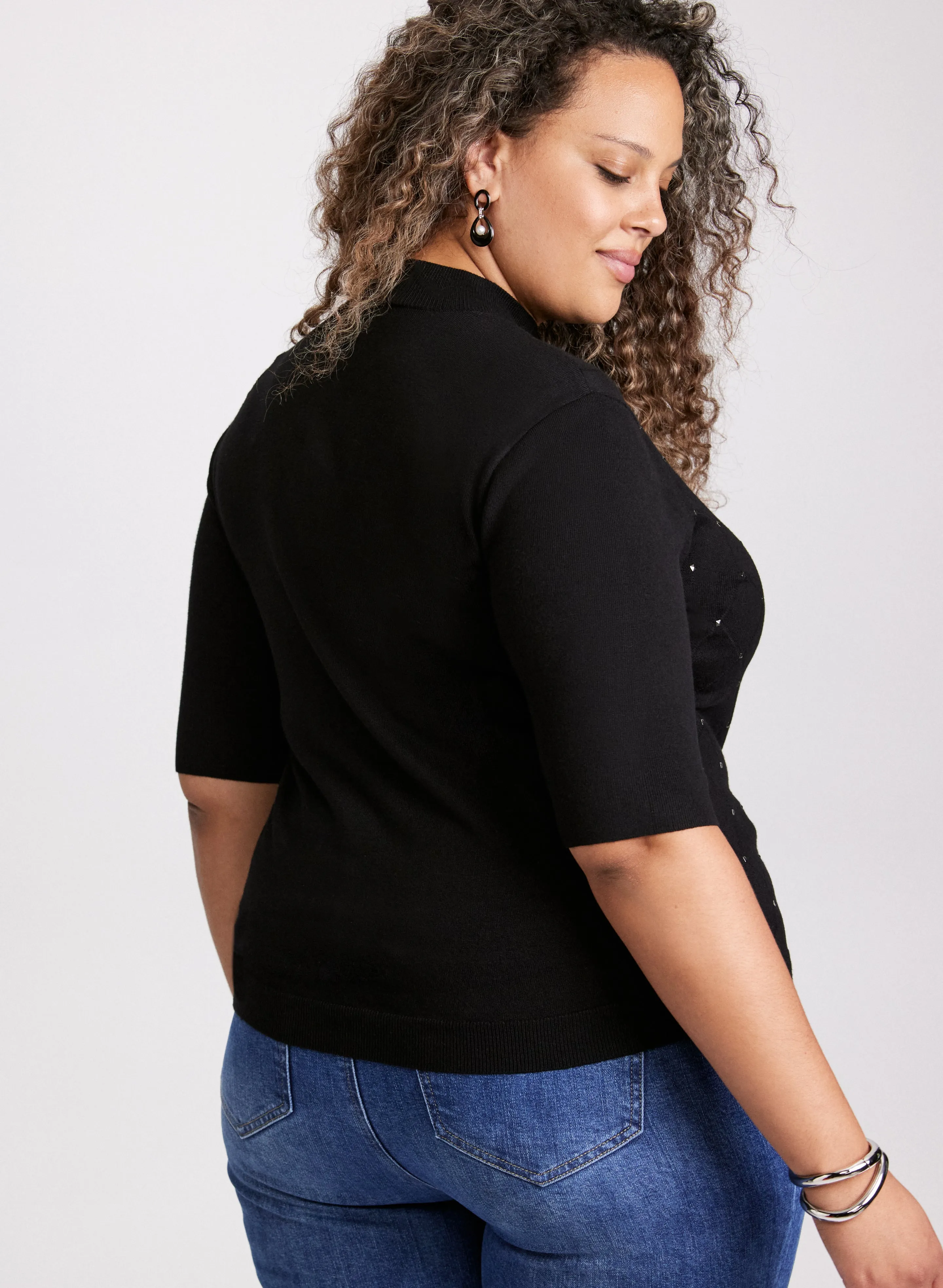 Argyle Stitch Mock Neck Sweater sold by Laura product image thumbnail 3