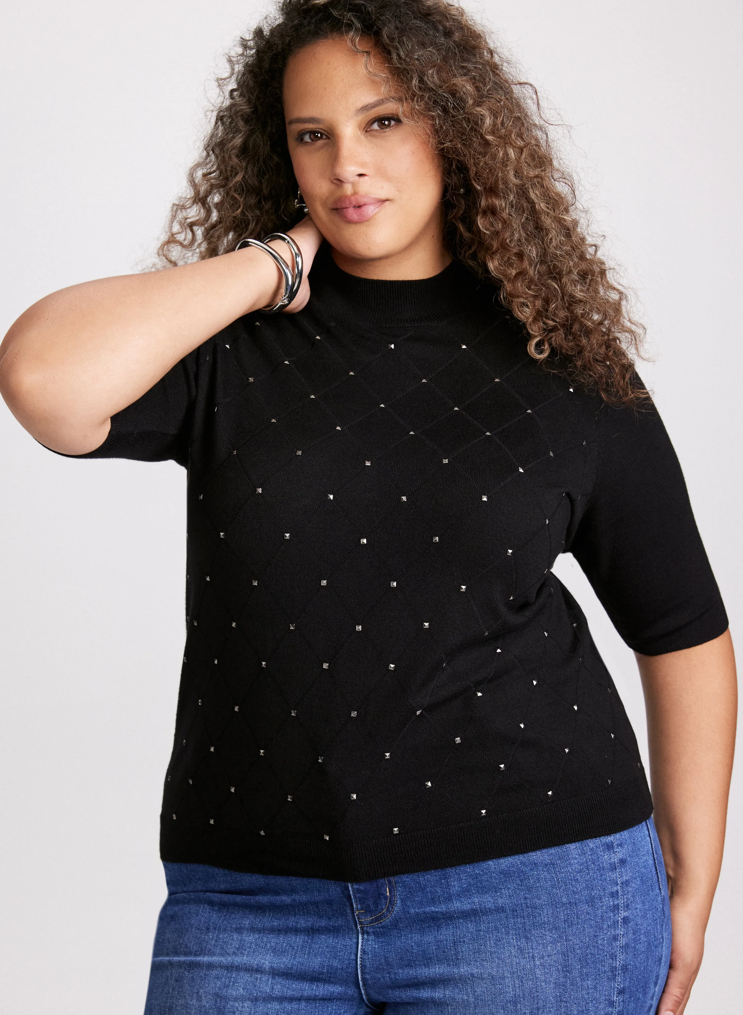 Argyle Stitch Mock Neck Sweater sold by Laura product image thumbnail 2