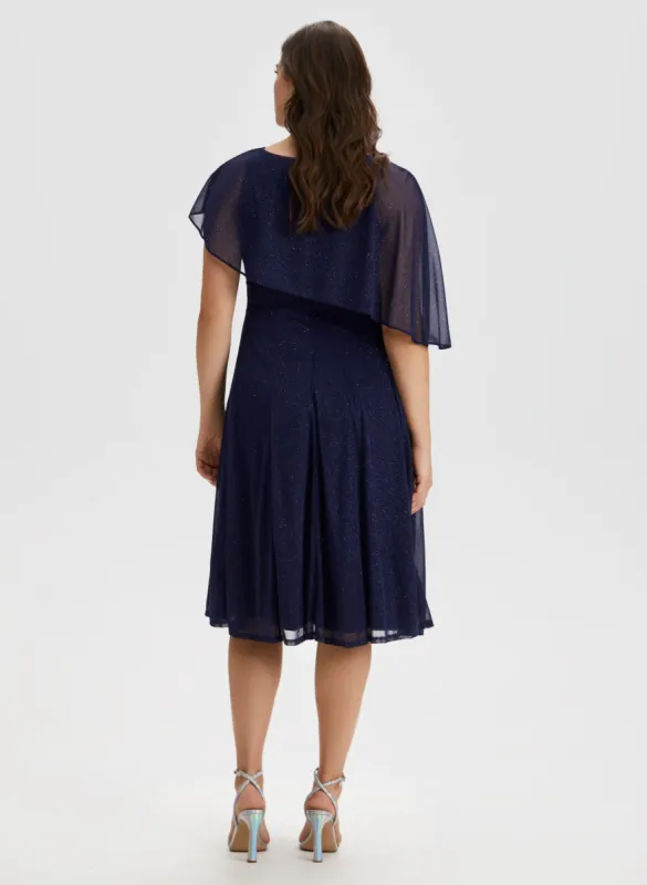 Mesh Detail Cape Dress sold by Laura