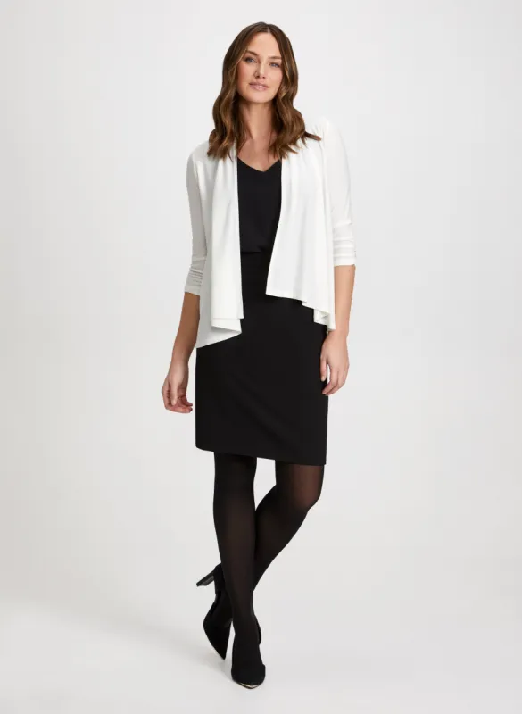 V-Neck Top with Open Front Cardigan & Pencil Skirt sold by Laura