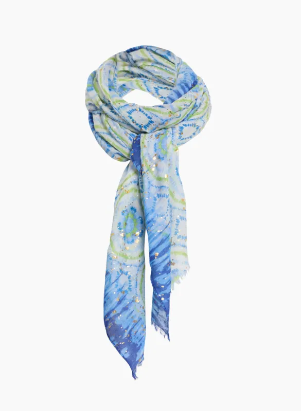 Geometric Tie-Dye Print Scarf sold by Laura