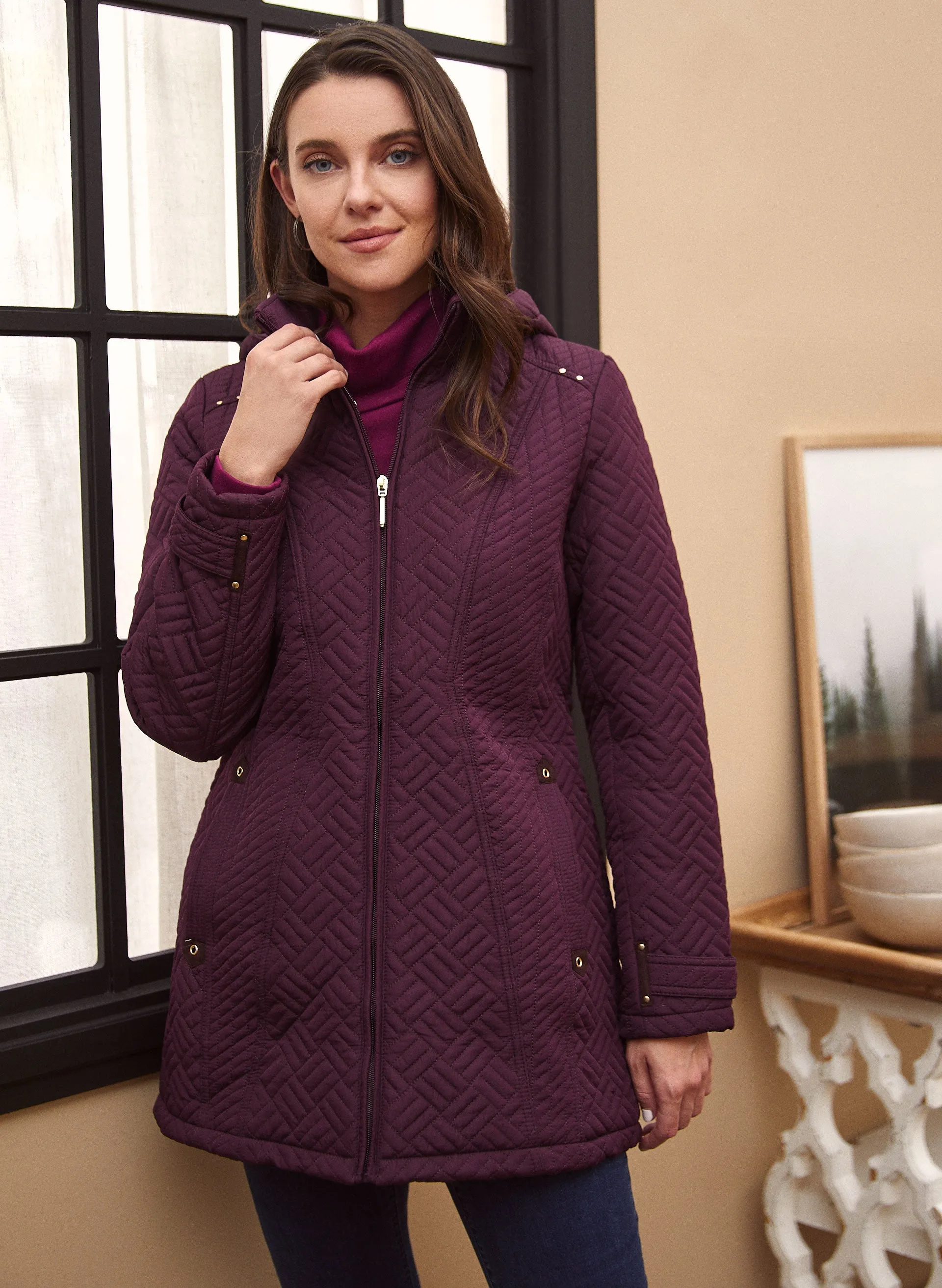 Geometric Quilted Coat sold by Laura