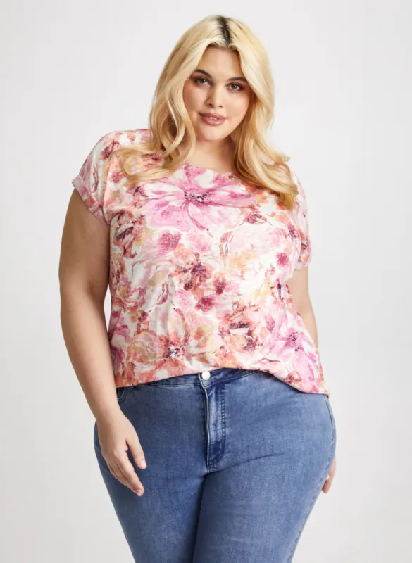 Floral Print Burnout T-Shirt sold by Laura