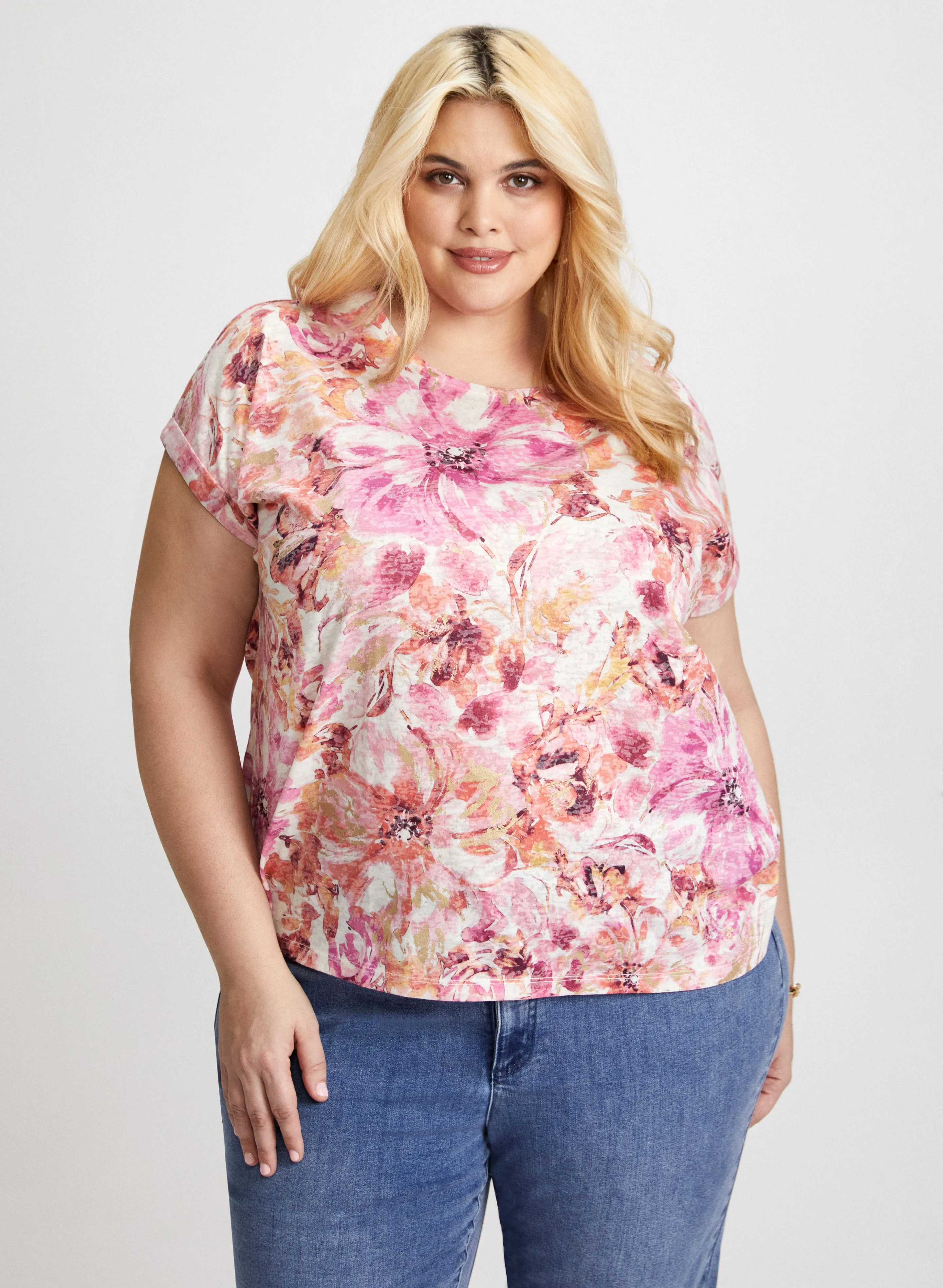 Floral Print Burnout T-Shirt sold by Laura product image thumbnail 5