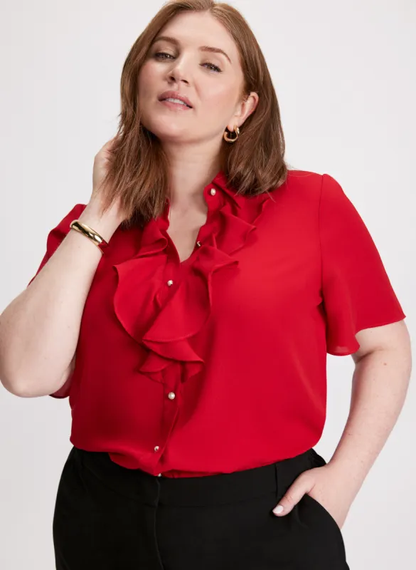 Ruffled Short Sleeve Blouse sold by Laura
