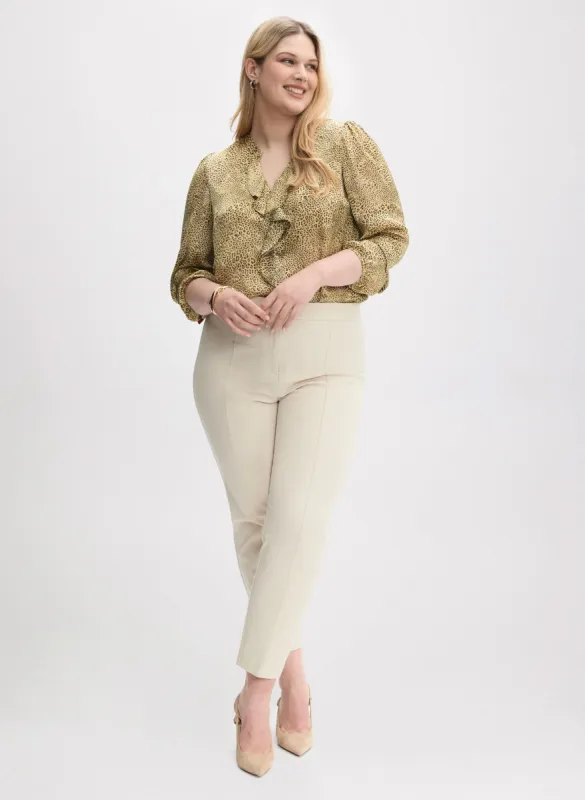 Ruffle Trim Blouse & Slim Leg Pants sold by Laura