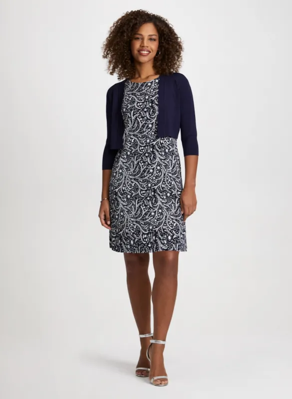 Scallop Detail Cover Up & Leaf Print Dress sold by Laura