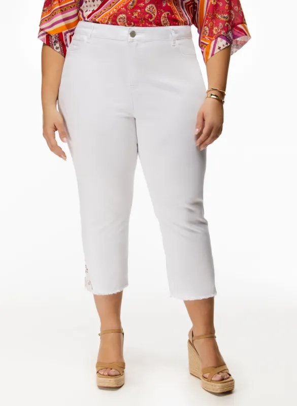 Lace Detail Denim Capris sold by Laura