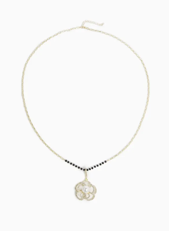 Crystal Flower Pendant Necklace sold by Laura
