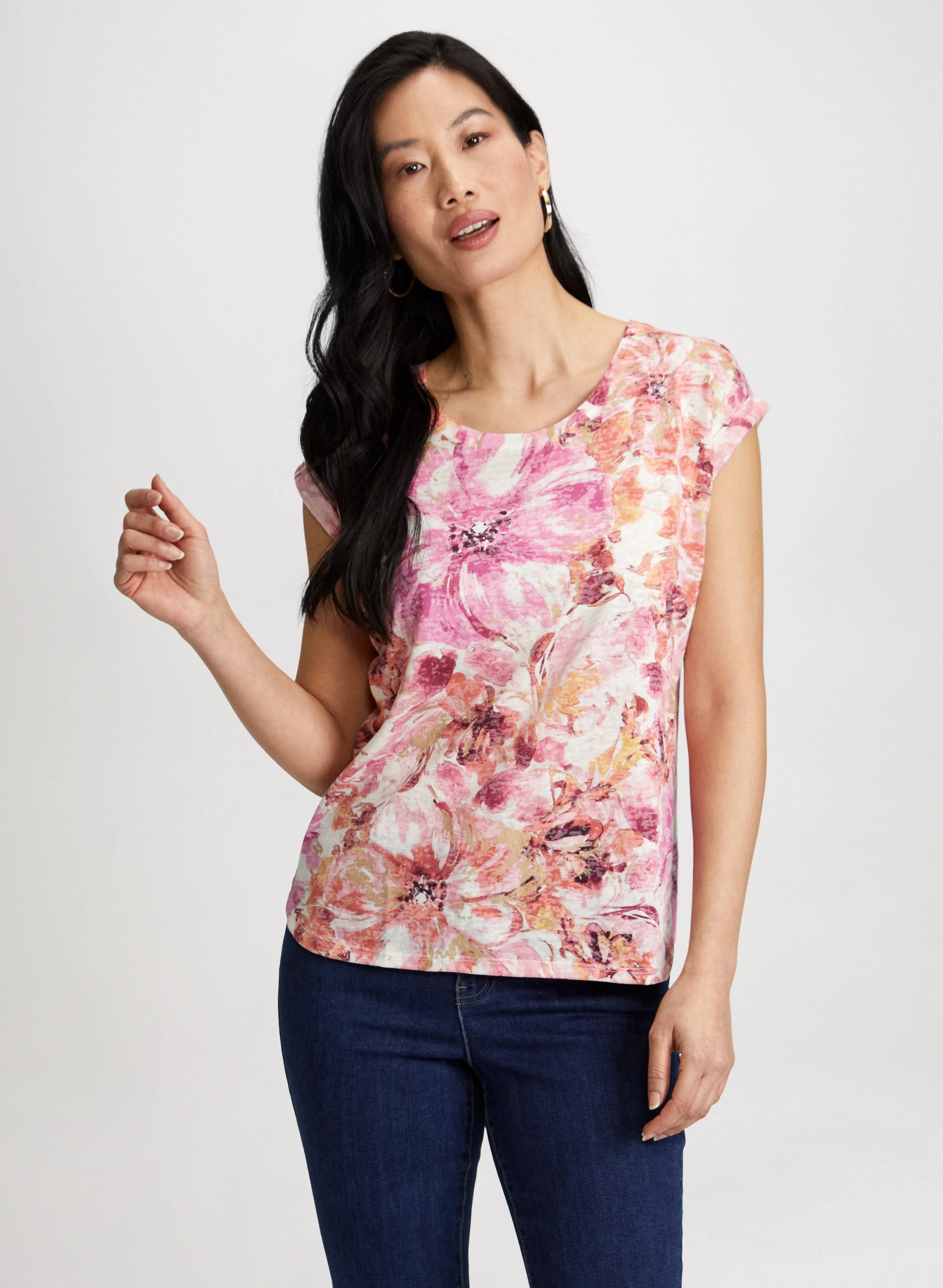 Floral Print Burnout Tee sold by Laura product image thumbnail 5