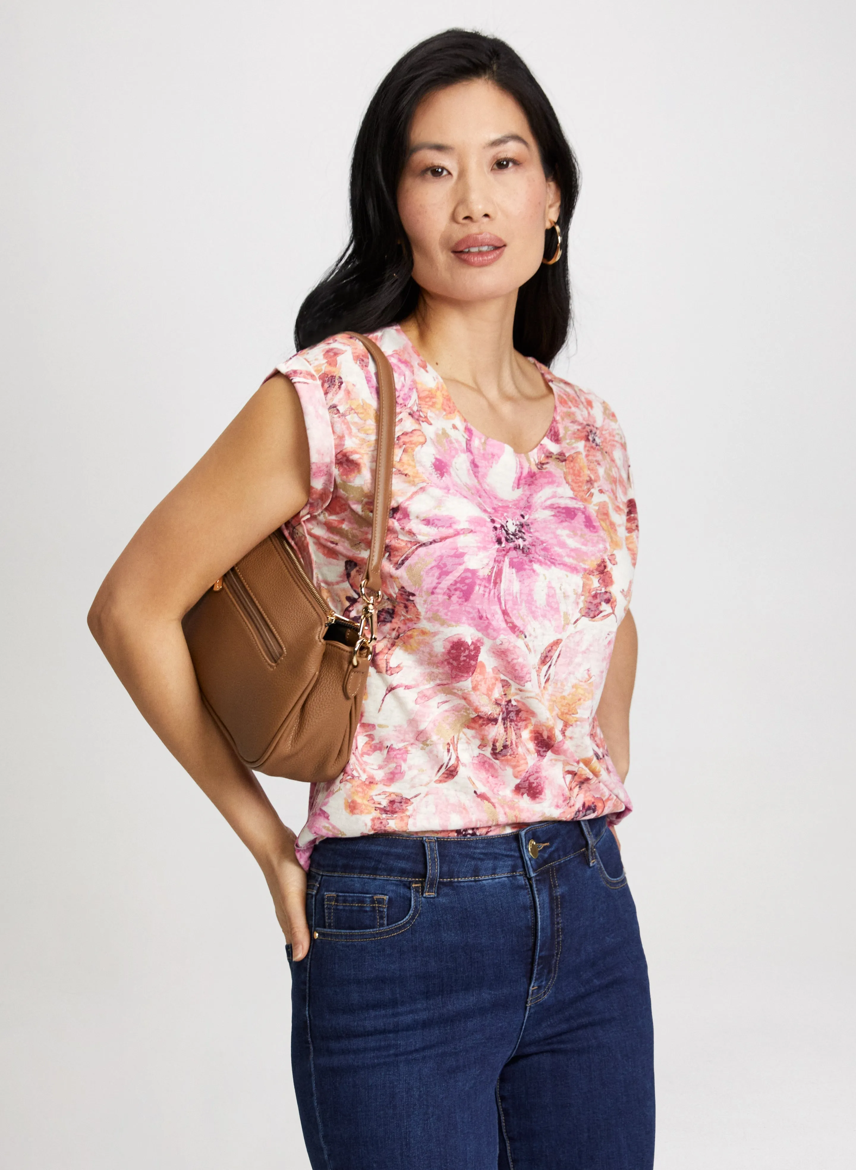 Floral Print Burnout Tee sold by Laura