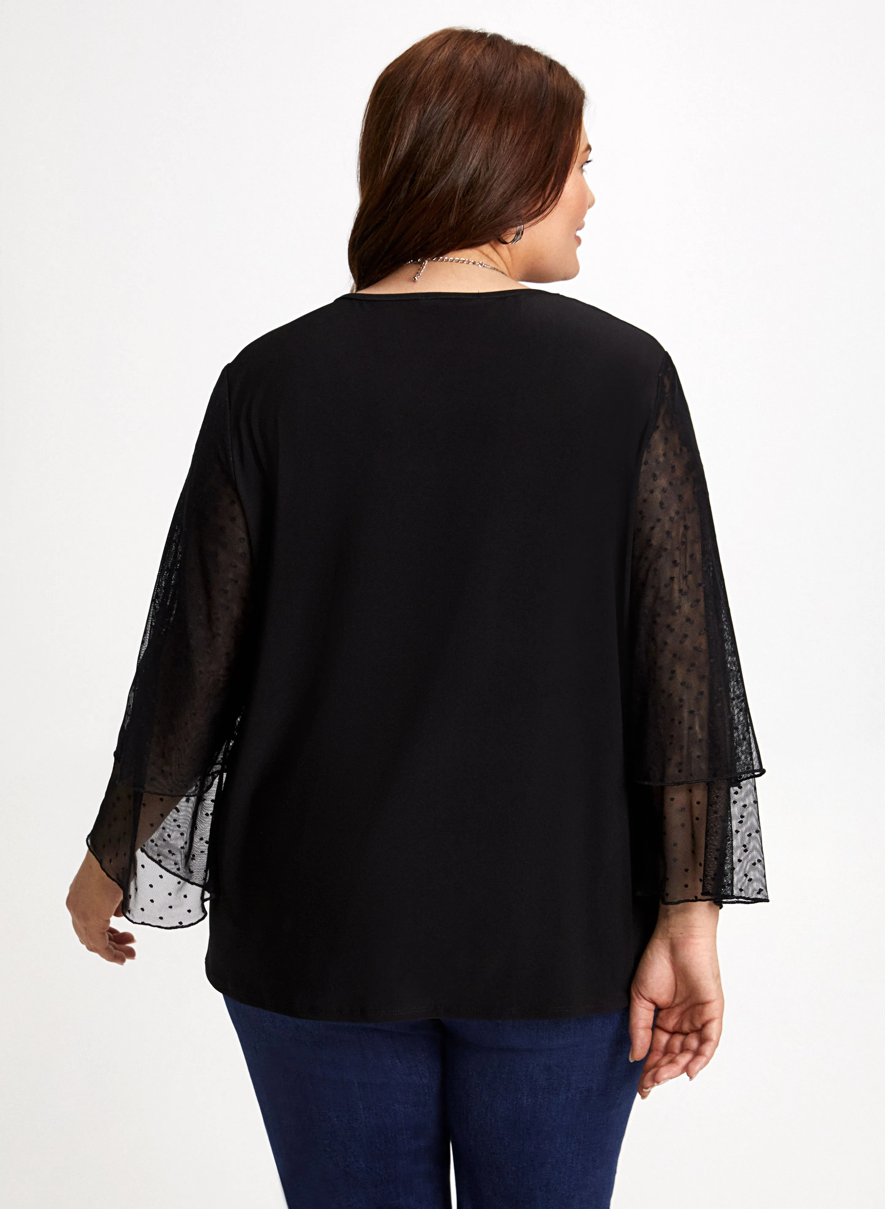 Chiffon-Sleeve Crew Neck Top sold by Laura product image thumbnail 4