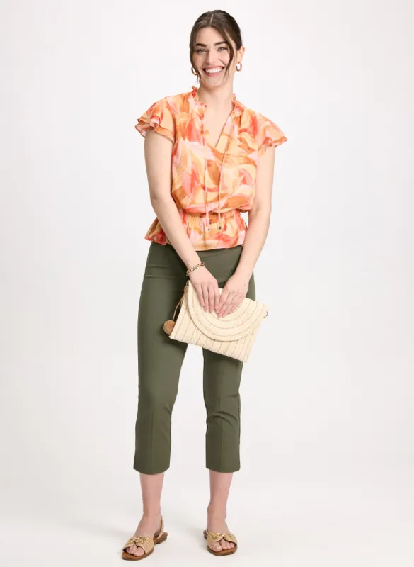 Tropical Print Blouse & Slit Pull-On Capris sold by Laura