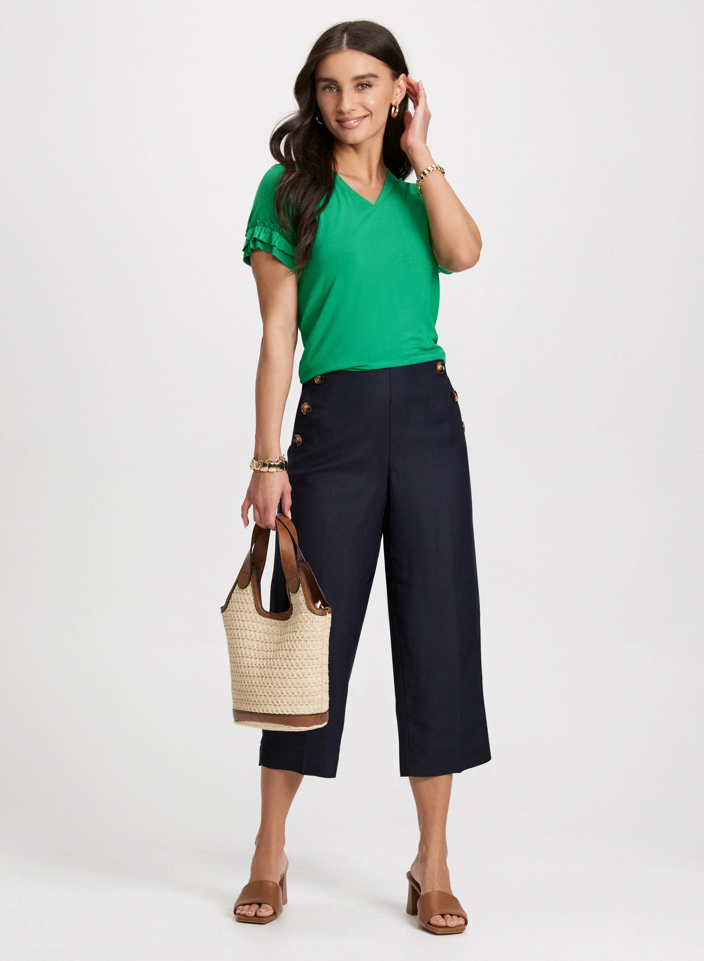 Frill Trim T-Shirt & Wide Leg Capris sold by Laura