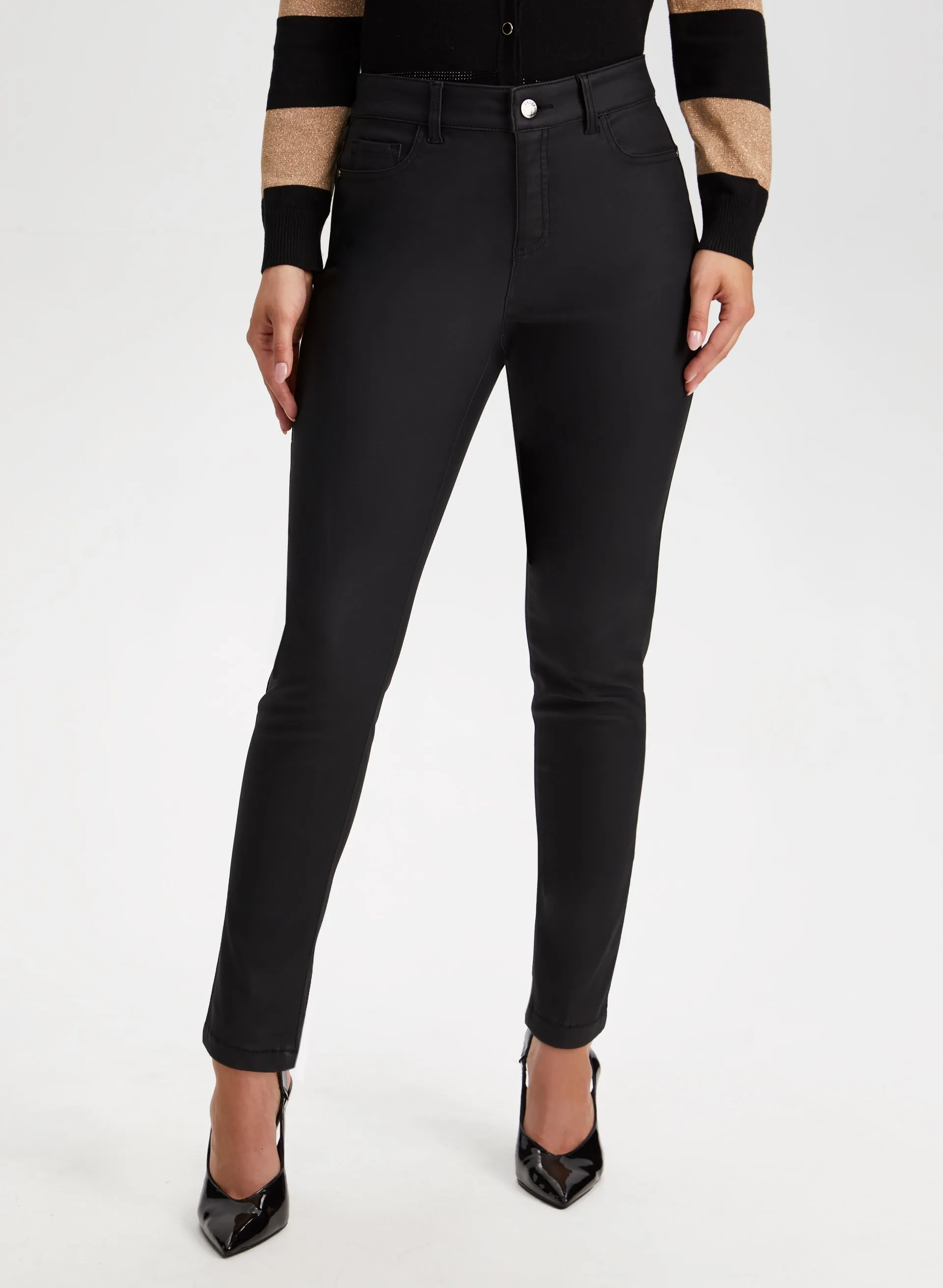 Coated Slim Leg Jeans sold by Laura