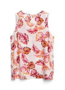 Palm Leaf Print Sleeveless Blouse sold by Laura