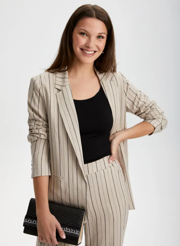 Stripe Print Linen-Blend Jacket sold by Laura