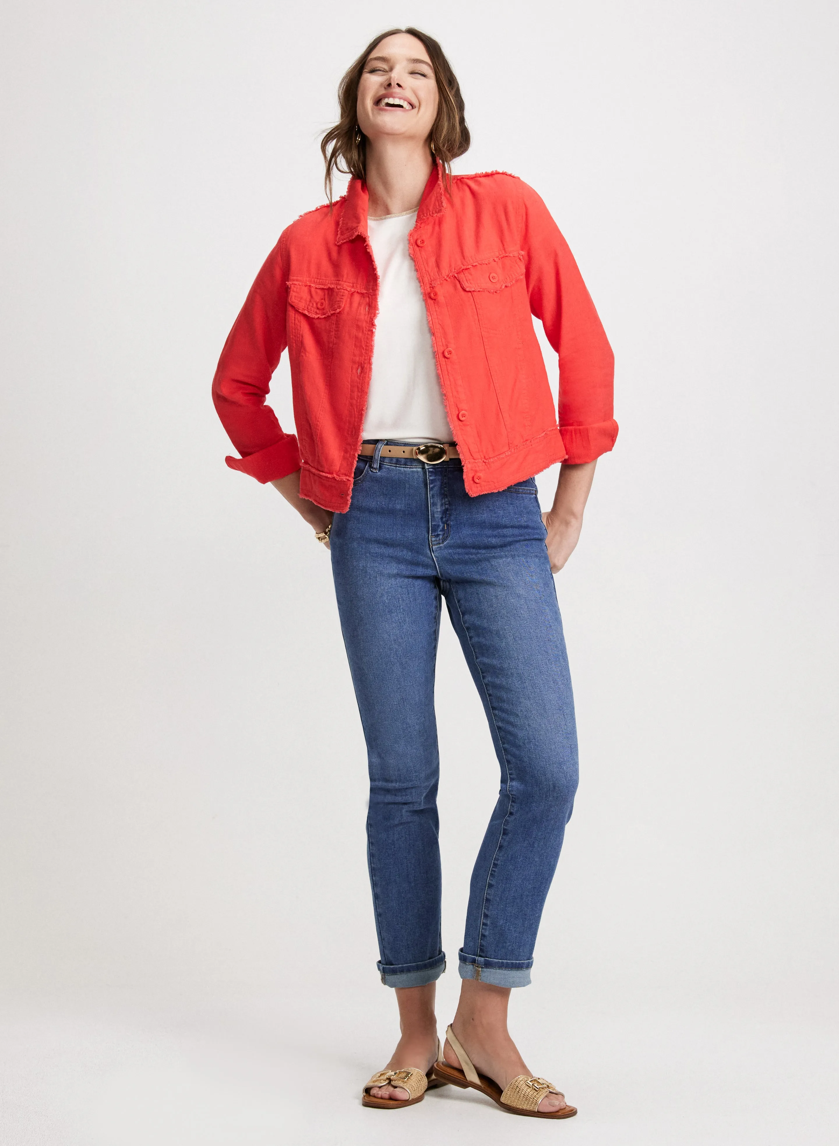 Linen Jacket & Straight Leg Jeans sold by Laura