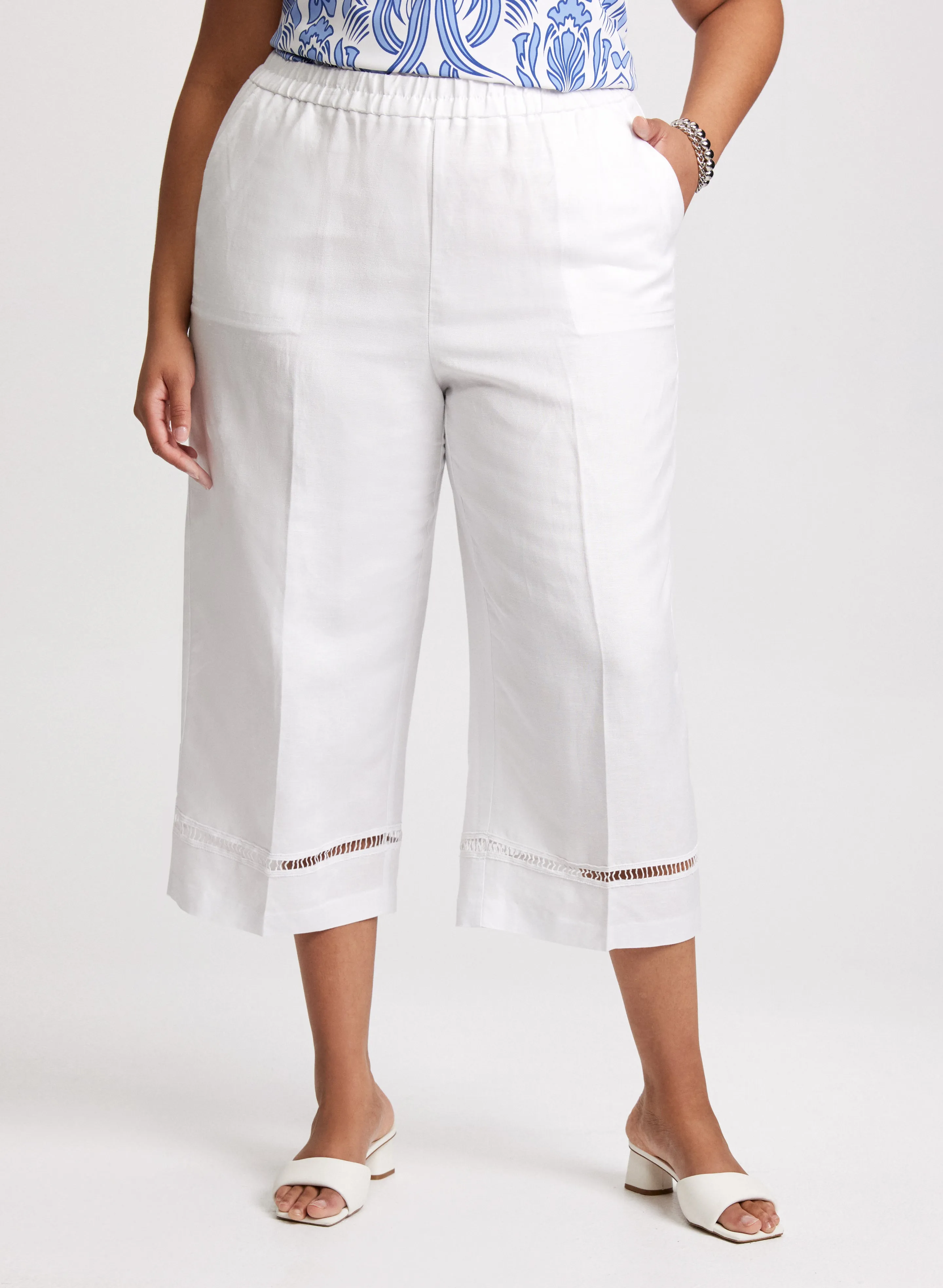 Wide Leg Linen-Blend Capris sold by Laura