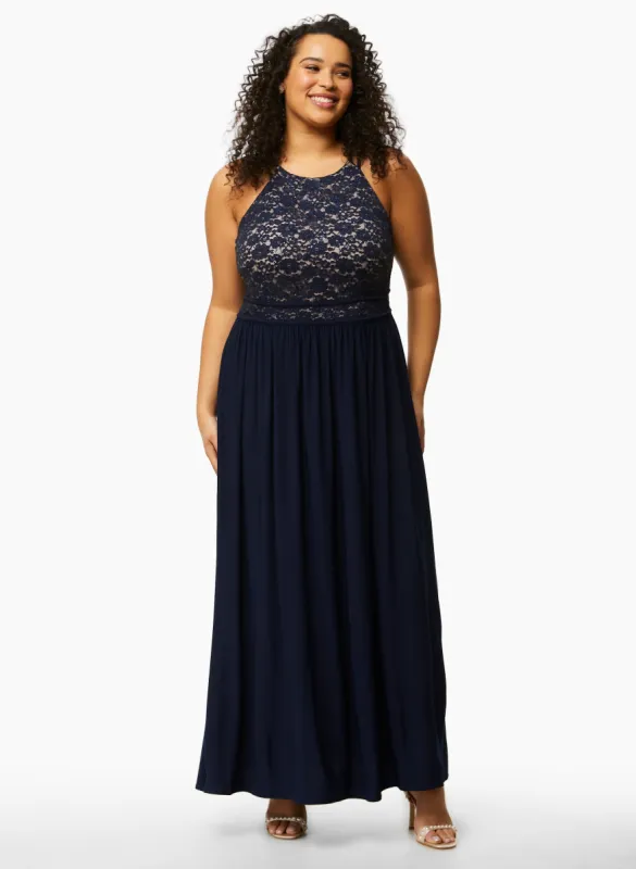 Sequin & Lace Halter Dress sold by Laura