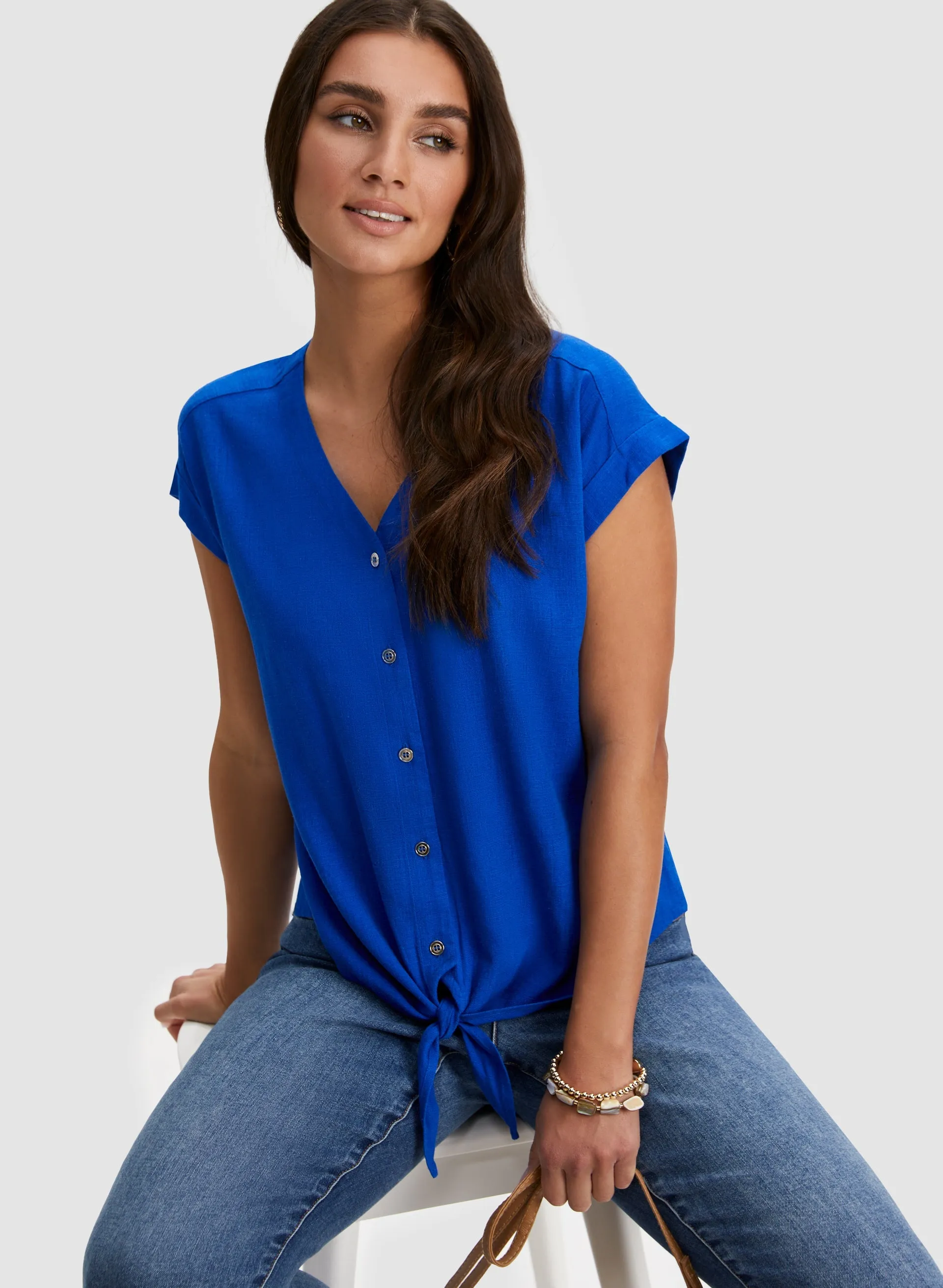 Tie Hem Linen Shirt sold by Laura product image thumbnail 5