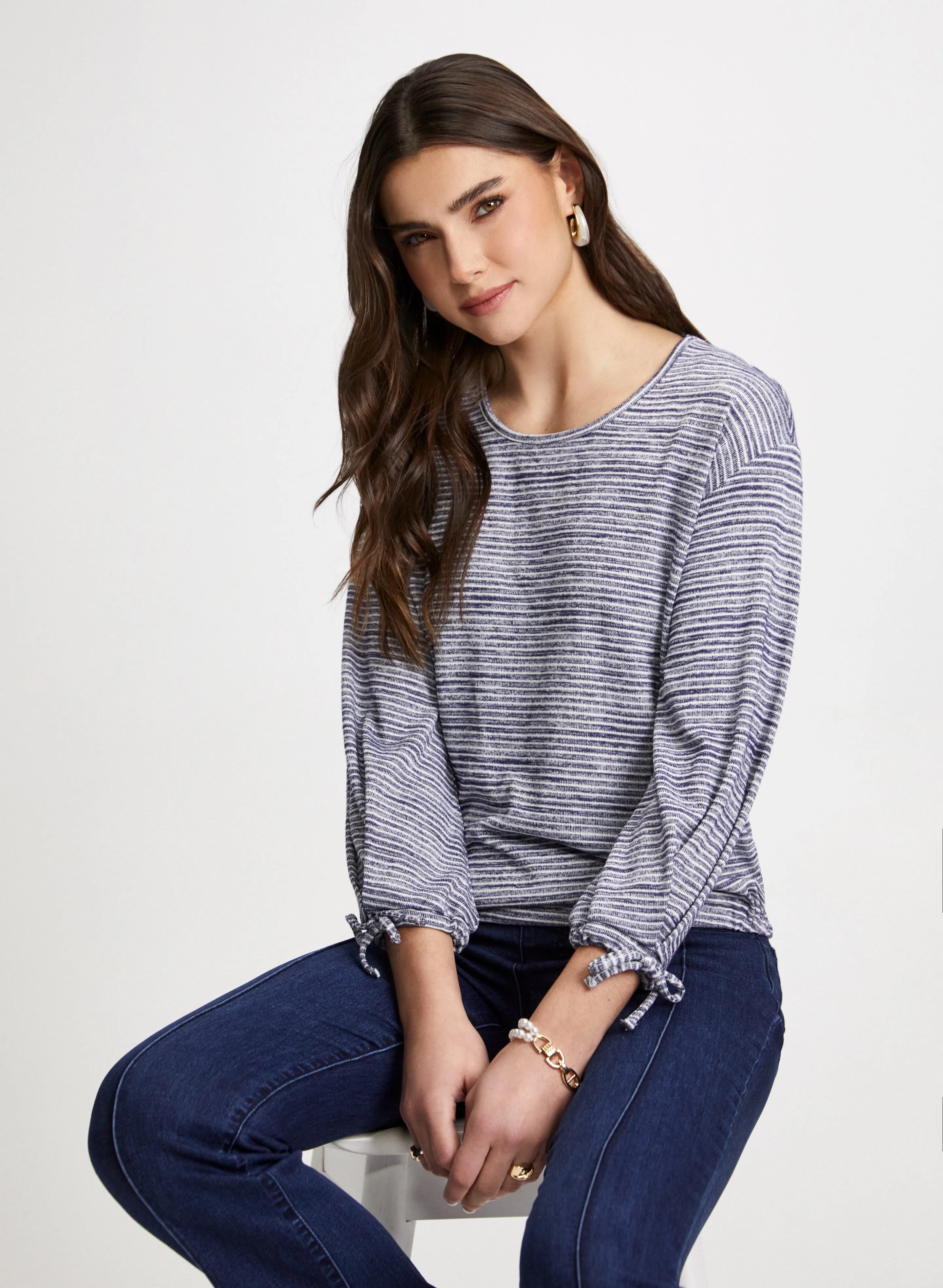 Stripe Motif Tie Detail Top sold by Laura product image thumbnail 5