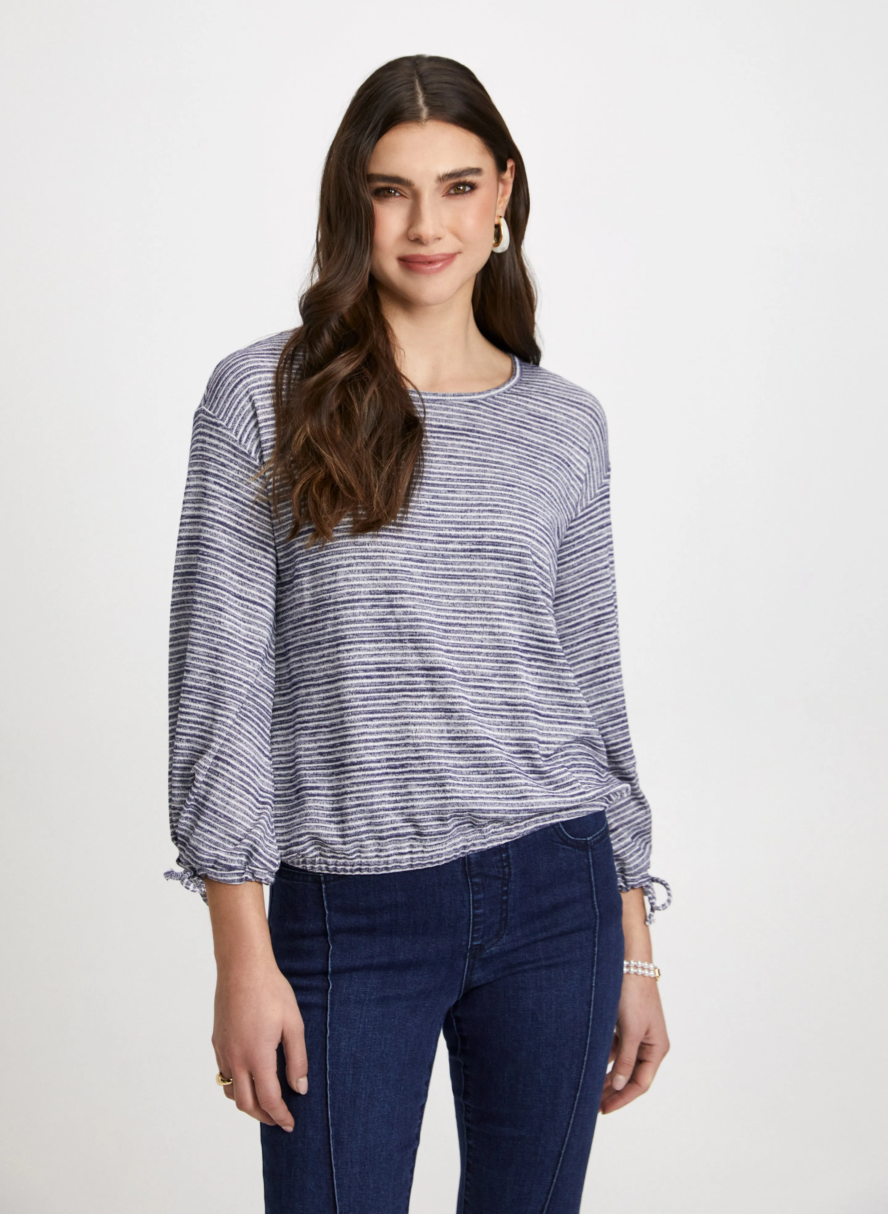 Stripe Motif Tie Detail Top sold by Laura