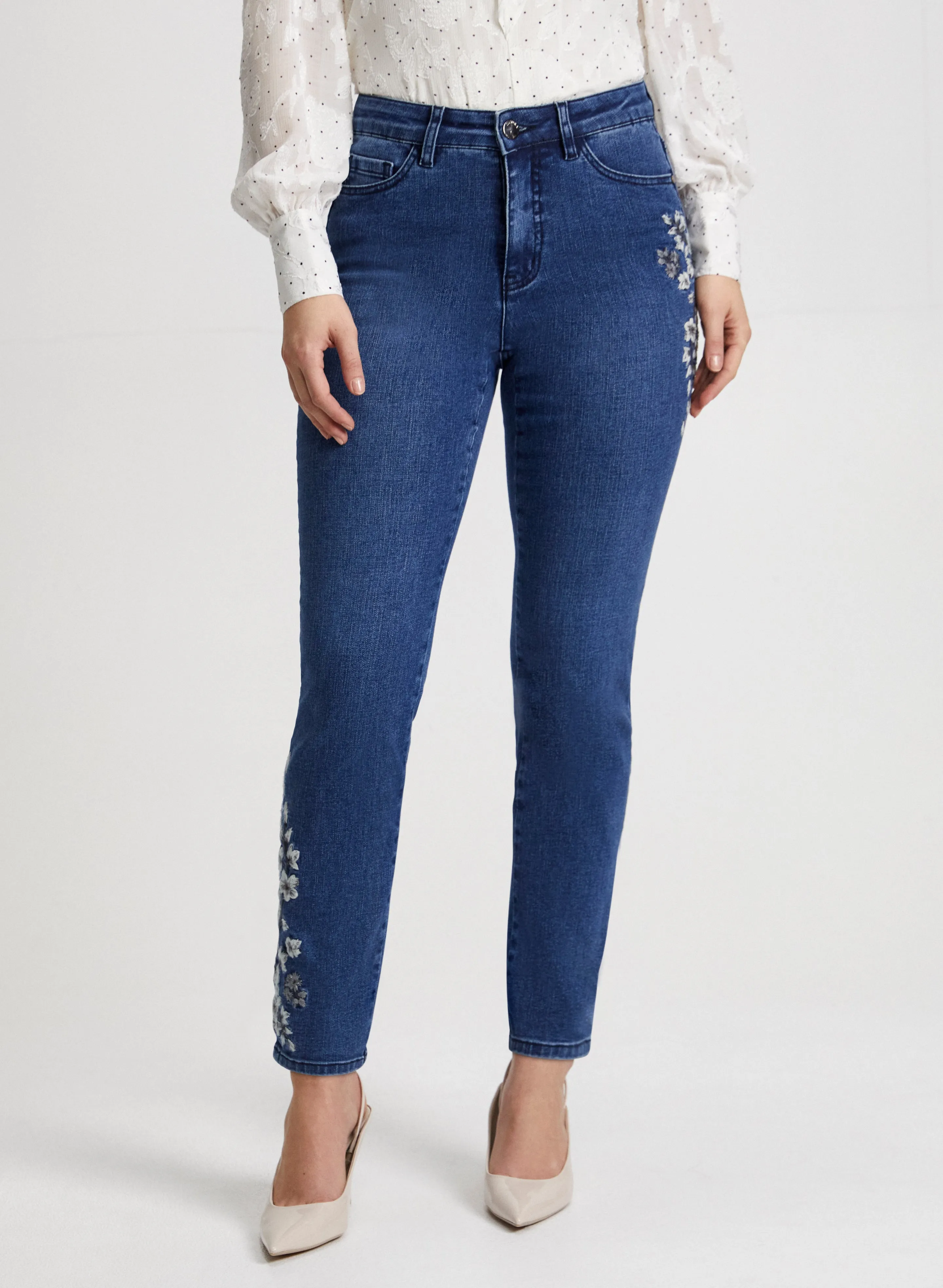 Embroidered Straight Leg Jeans sold by Laura
