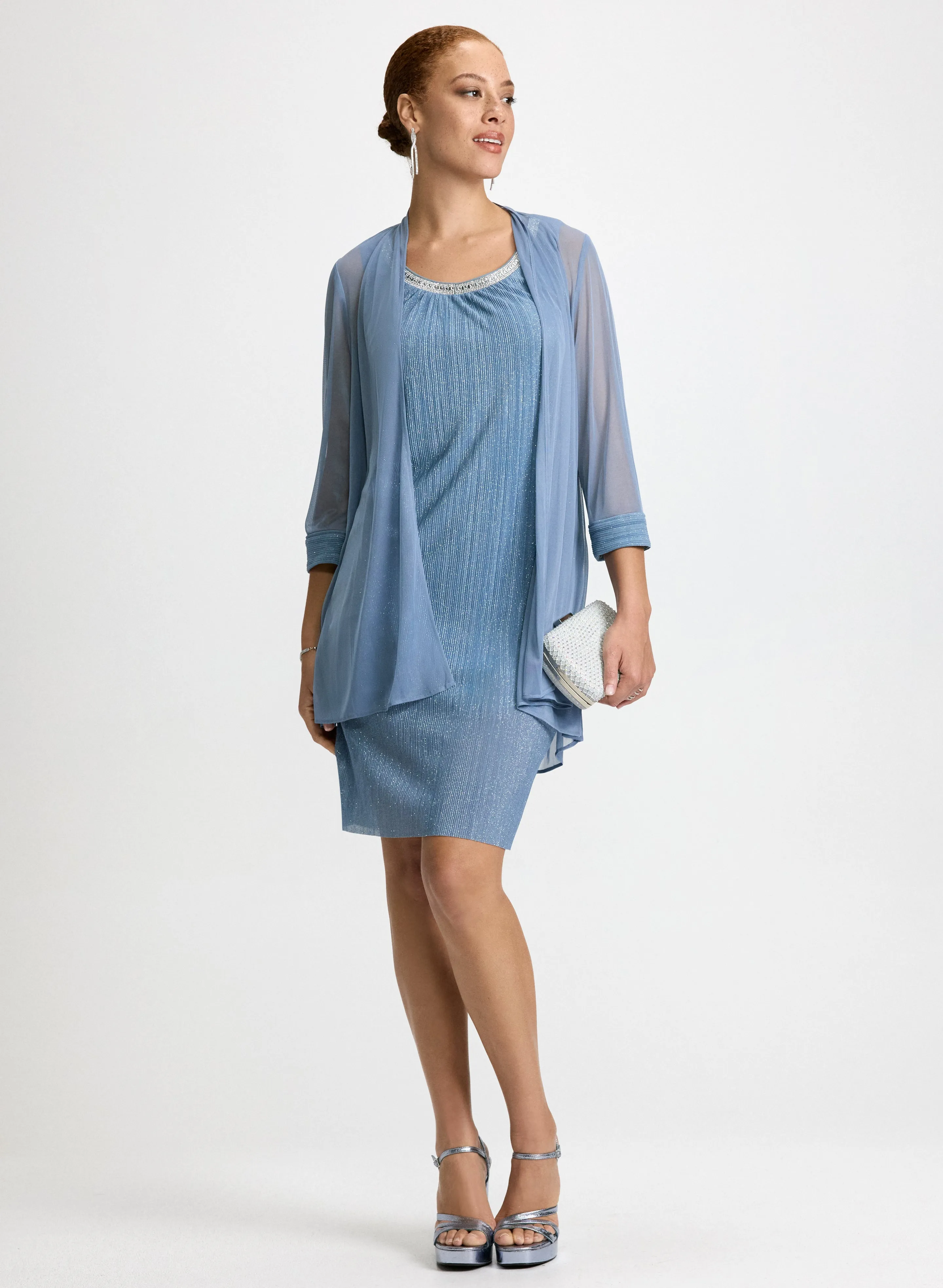 Sheer Jacket & Knit Dress Set sold by Laura