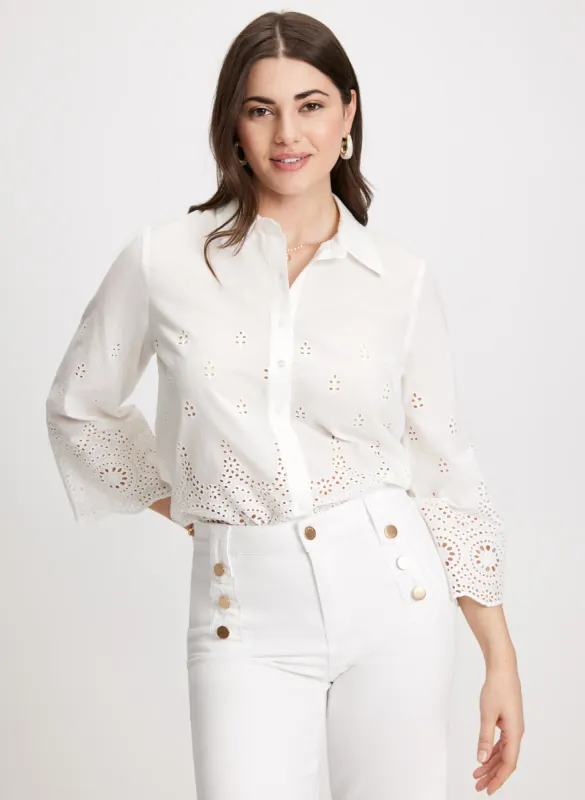 Eyelet Detail Button Down Blouse sold by Laura