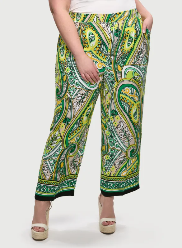 Joseph Ribkoff - Paisley Print Wide Leg Pants sold by Laura