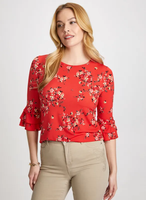 Floral 3/4 Sleeve Top sold by Laura
