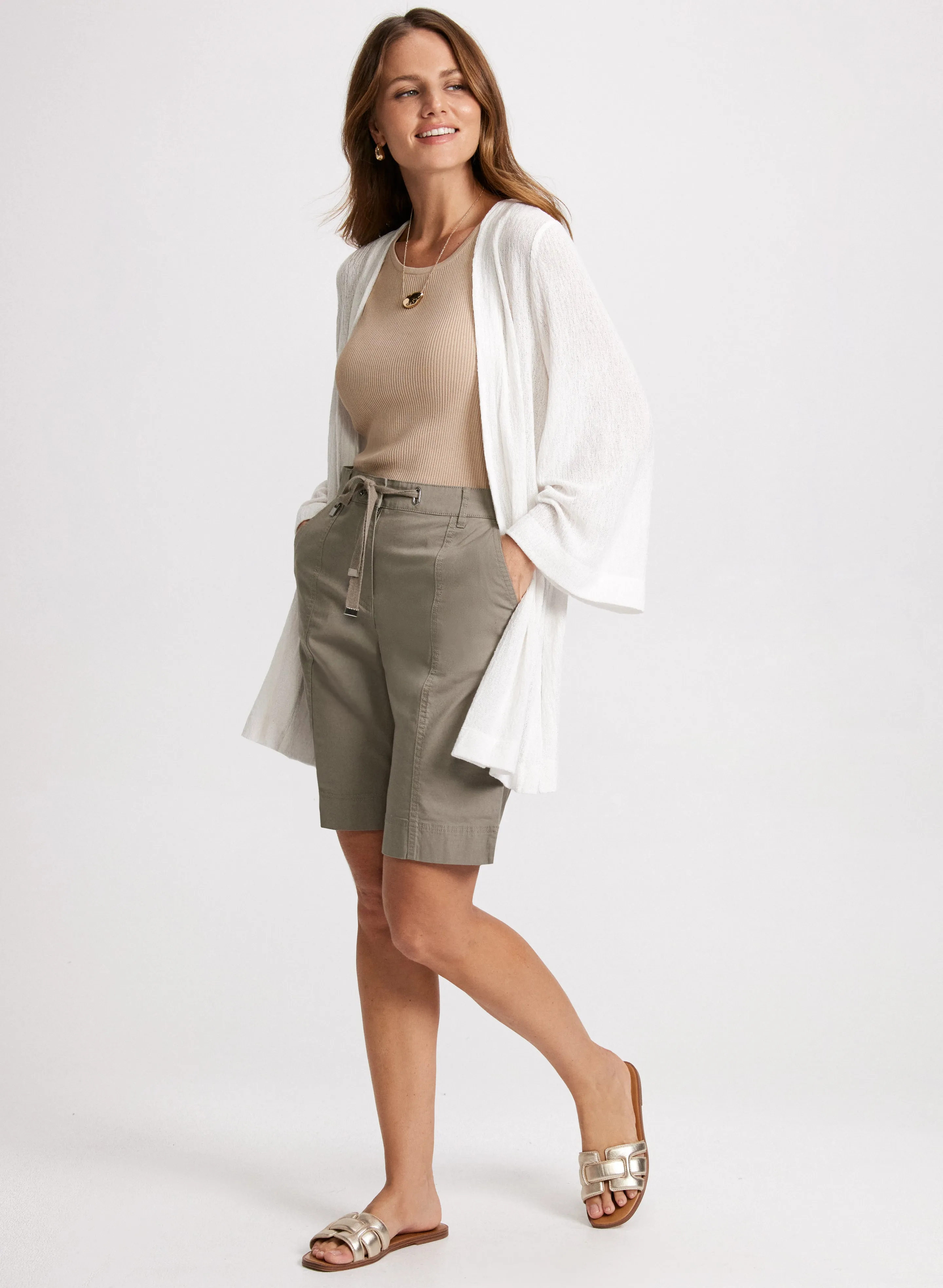 Ribbed Knit Camisole & Cotton-Blend Drawstring Shorts sold by Laura