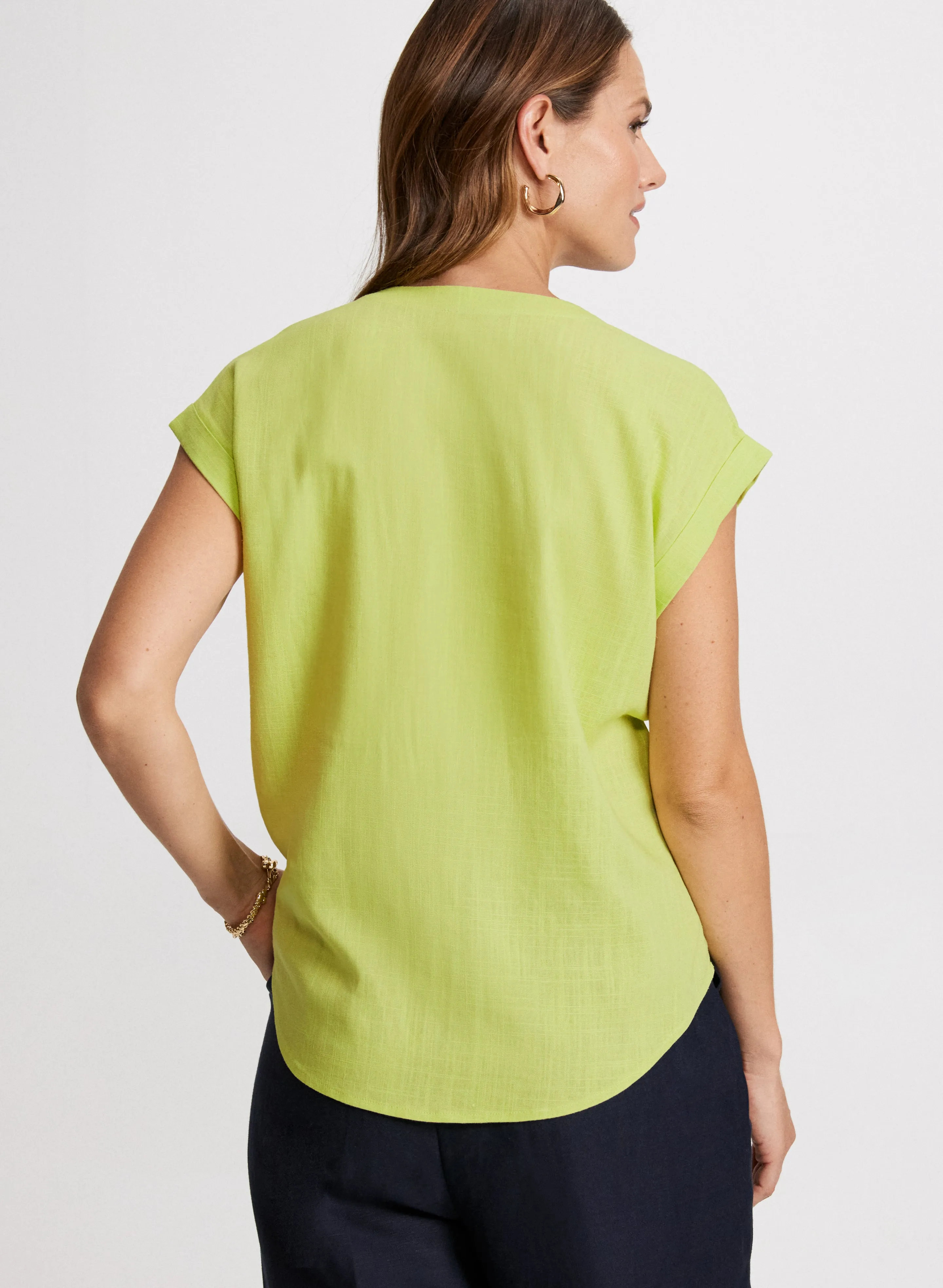 Tie Front Linen-Blend Blouse sold by Laura product image thumbnail 4