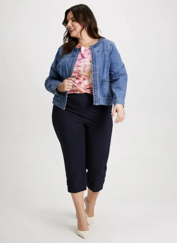 Short Crew-Neck Denim Jacket & Bengaline Capris sold by Laura