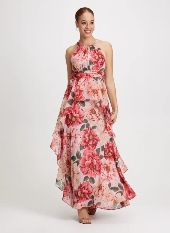 Floral Ruched Waist Maxi Dress sold by Laura