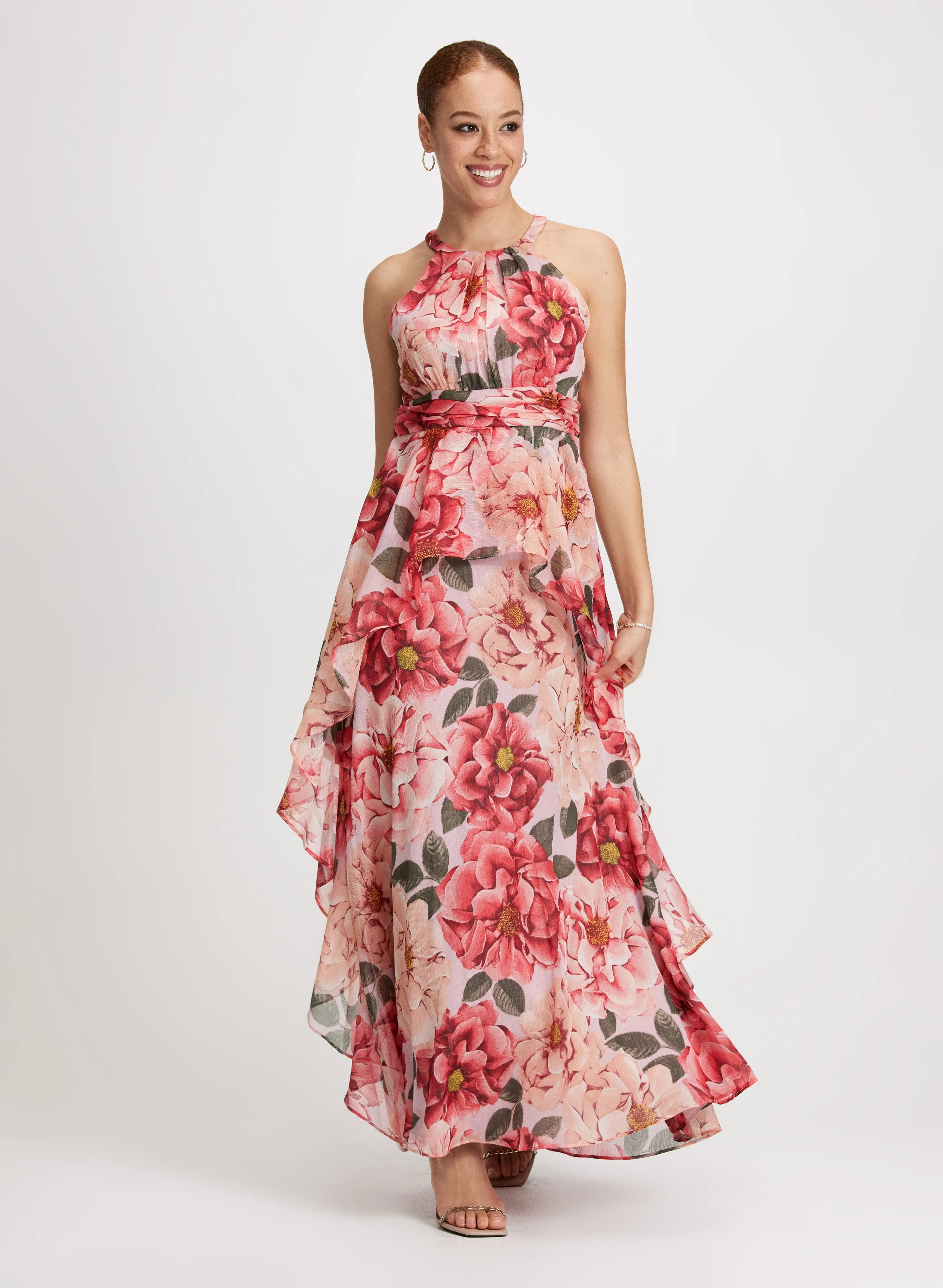 Floral Ruched Waist Maxi Dress sold by Laura