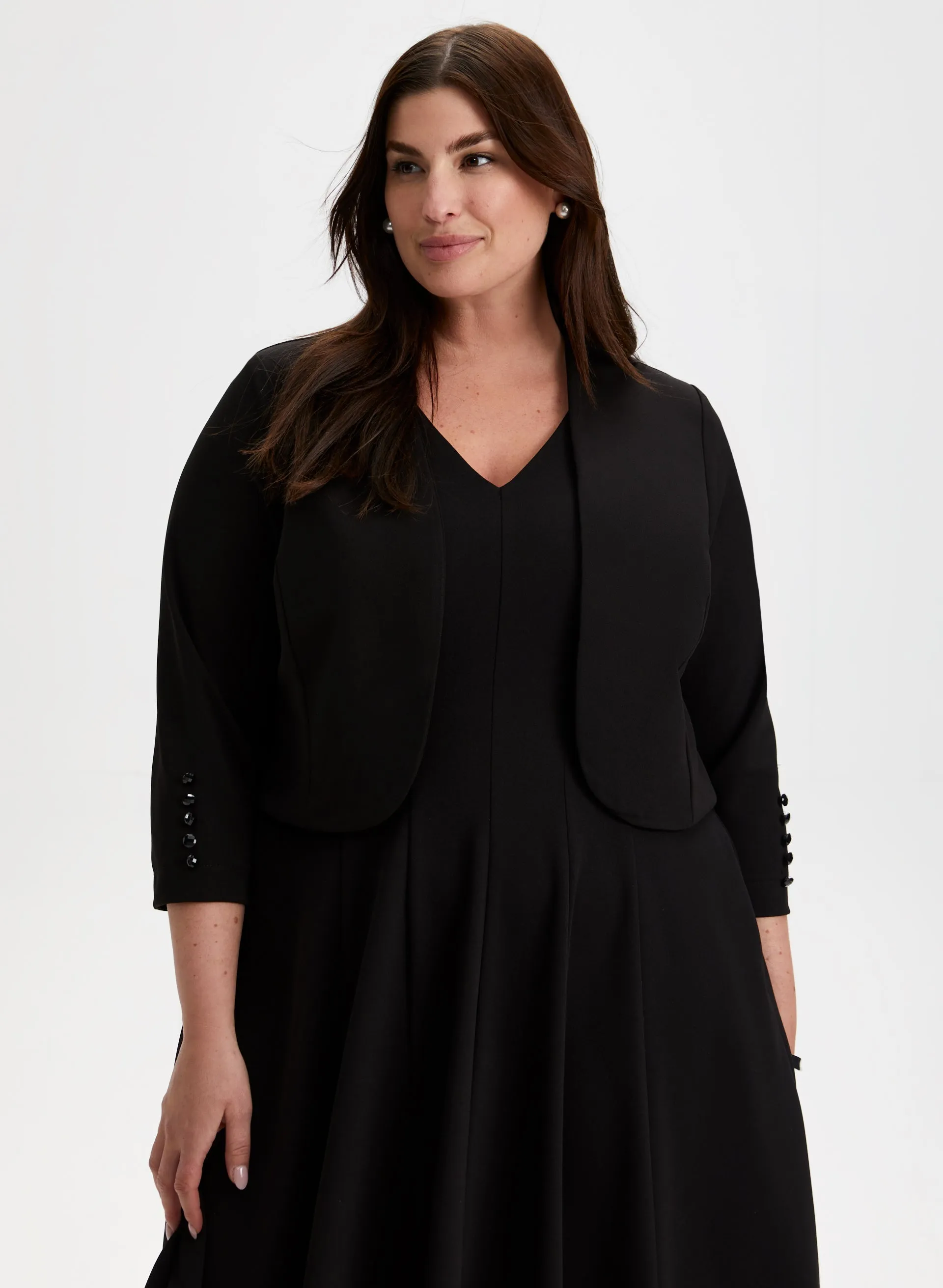 3/4 Button Sleeve Bolero sold by Laura