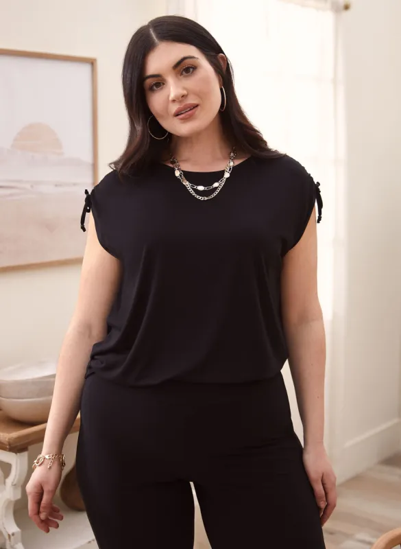 Tie Detail Scoop Neck Top sold by Laura