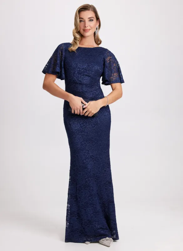 Flutter Sleeve Glitter Dress sold by Laura
