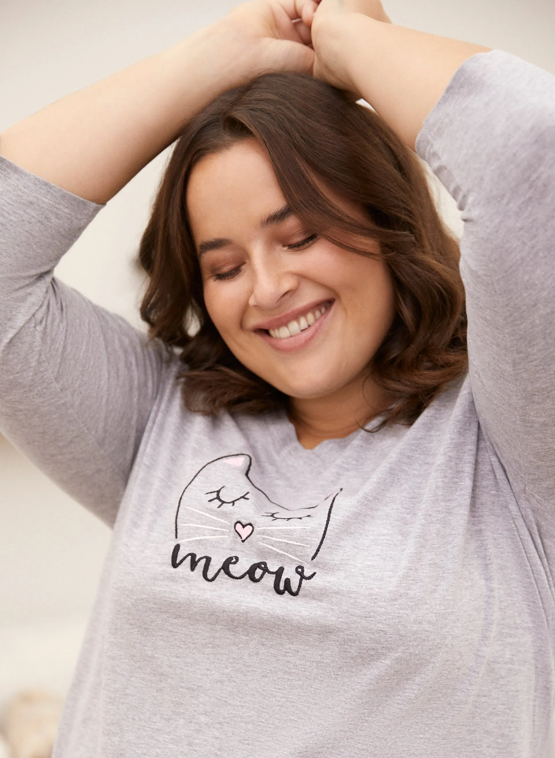 Cat Print Embroidered Nightgown sold by Laura product image thumbnail 4