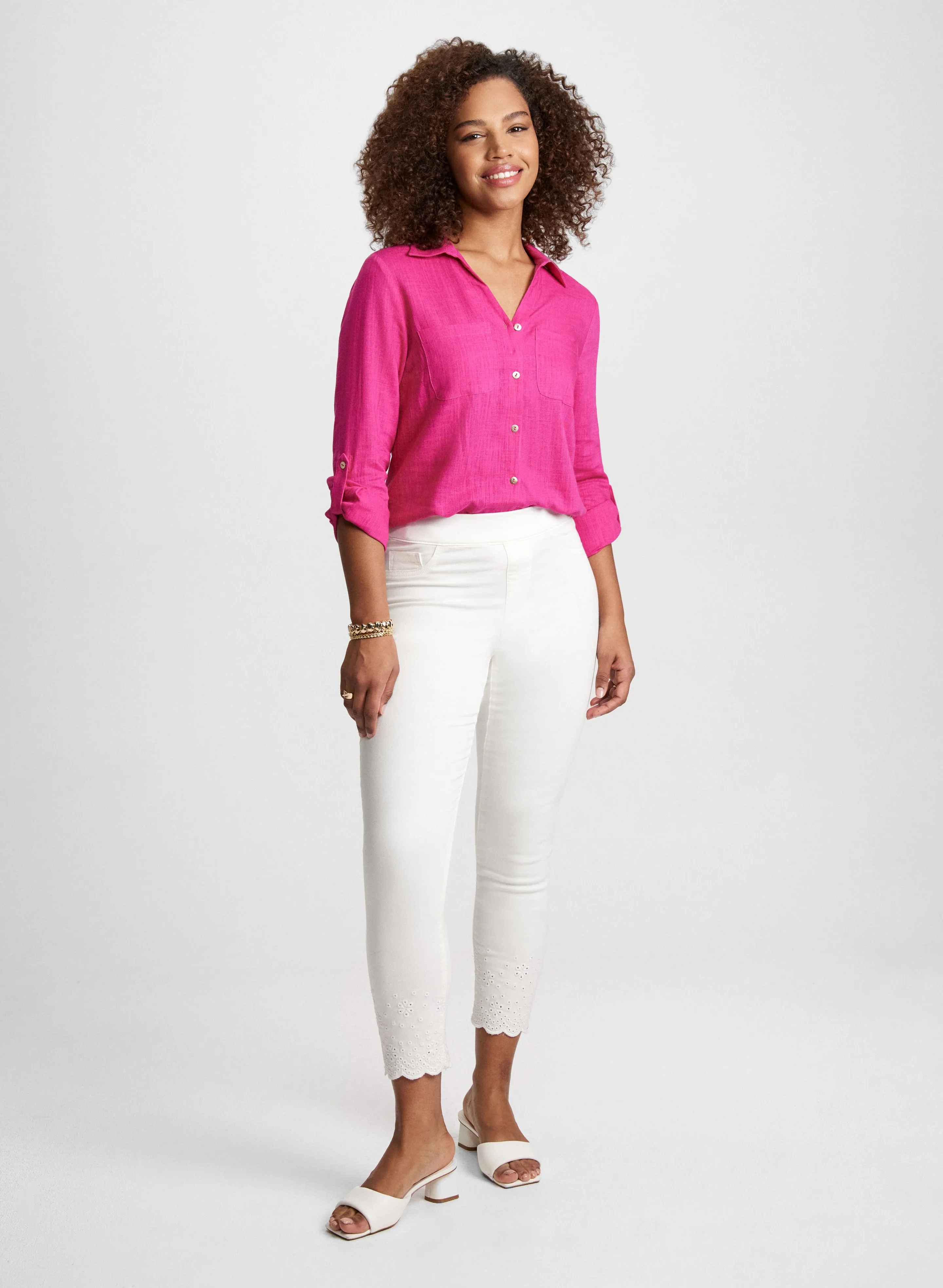 Linen-Blend Roll-Up Sleeve Blouse sold by Laura product image thumbnail 2